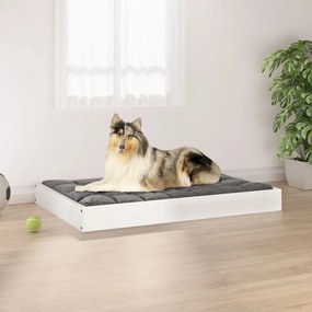 Κρεβάτι Σκύλου Λευκό 91,5 x 64 x 9 εκ. από Μασίφ Ξύλο Πεύκου - Λευκό