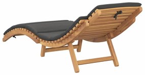 vidaXL Ξαπλώστρα Σκούρο γκρι 188 x 55 x 59 εκ. Μασίφ ξύλο teak