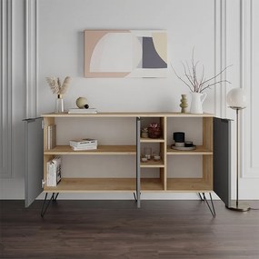 Μπουφές Clara Megapap χρώμα φυσικό οξιάς - ανθρακί 142x35,6x83εκ.