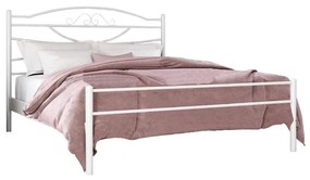 Metal Bed Ramon Λευκό, 0.90x190 εκ., Χωρίς σχέδιο στο ποδαρικό