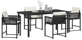 vidaXL Σέτ φαγητού για κήπο 5 pcs Μαύρο συνθετικό ρατάν