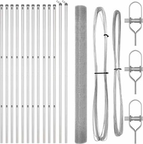 vidaXL Στύλος Περιφράξεων Ασημί 25 x 1,5 μ (16 x 16 χλστ. πλέγμα)