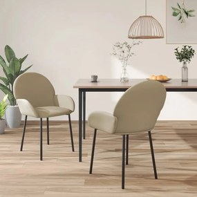 Καρέκλες Τραπεζαρίας 2 τεμ. Χρώμα Καπουτσίνο Συνθετικό Δέρμα - Καφέ