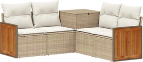vidaXL Σετ Καναπέ 5 τμχ. Μπεζ και Κρέμ 176 x 176 x 85 εκ