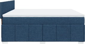 vidaXL Κρεβάτι Boxspring με Στρώμα Μπλε 200x200 εκ. Υφασμάτινο