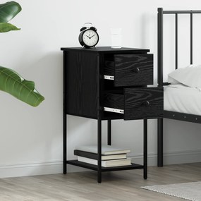 vidaXL Κομοδίνο με συρτάρι 2 pcs Μαύρη δρυς 32 x 42 x 70 εκ
