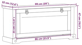 Παπουτσοθήκη Corona 99x32x47 εκ. από Μασίφ Ξύλο Πεύκου - Καφέ