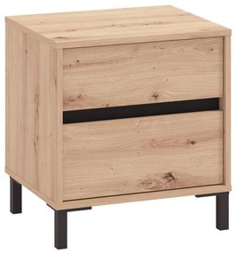 Κομοδίνο MARRON NO2F Artisan Oak - Μαύρο Ματ 48x40x52εκ. 48x40x52 εκ.