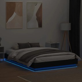 vidaXL Πλαίσιο Κρεβατιού με LED Μαύρο 150 x 200 εκ