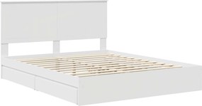 vidaXL Κρεβάτι Αποθήκης Λευκό 160 x 200 cm Επεξεργασμένο Ξύλο