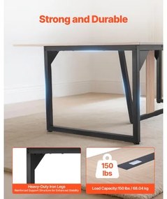 VEVOR Conference Table, 2400 mm Office Meeting Table for 10 Person, Modern Rectangle Seminar Desk with Metal Legs, Large Meeting Desk Ideal for Office, Boardroom, Conference Room, Easy Assembly, Brown