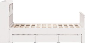 vidaXL Κρεβάτι Βιβλιοθήκη Χωρίς Στρώμα Λευκό 135x190 εκ Μασίφ Πεύκο