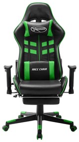 vidaXL Καρέκλα Gaming με Υποπόδιο Μαύρο / Πράσινο από Συνθετικό Δέρμα