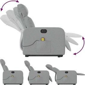 vidaXL Πολυθρόνα Μασάζ Ηλεκ. Ανακλινόμενη Ανύψωση Αν. Γκρι Υφασμάτινη