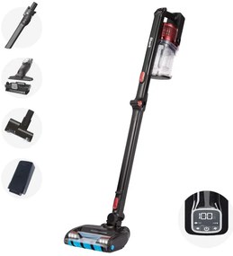 Σκούπα όρθια Ninja IZ300EUT, 309W, 0,7 l, 3 ταχύτητες, αυτονομία έως 60 λεπτά, HEPA, LED Smart display, φωτεινή ένδειξη βούρτσας, Μαύρο/κόκκινο