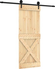 vidaXL Συρόμενη Πόρτα Φυσικό και Μαύρο 80 x 210 cm