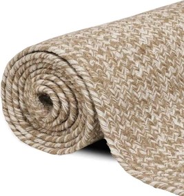 vidaXL Χαλί Περιοχής Φυσικό και Λευκό 80 x 150 cm Γιούτα