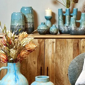 Κεραμικό Διακοσμητικό Ρόδι FL751 Fylliana Πράσινο-Γκρί χρώμα 11x12εκ