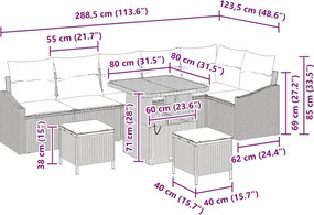 vidaXL Σετ Καναπέ Κήπου με μαξιλάρι 9 pcs Μαύρο Πολυ ράταν