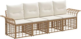 vidaXL Σειρά Καναπέ Εξωτερικού 4 pcs Φυσικό και Κρέμα Λευκό