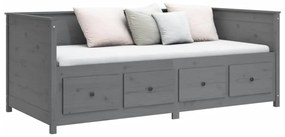 vidaXL 820387  Καναπές Κρεβάτι Γκρί 100 x 200εκ. από Μασίφ Ξύλο Πεύκου