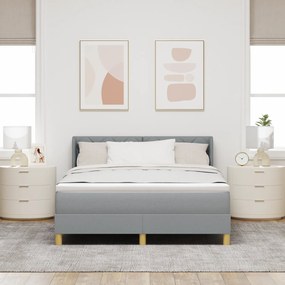 vidaXL Κρεβάτι Box Spring  με στρώμα σε ανοιχτό γκρι, 140 x 200 cm, από ύφασμα.