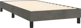 vidaXL Κρεβάτι Boxspring με Στρώμα Σκούρο Γκρι 90x190 εκ. Βελούδινο