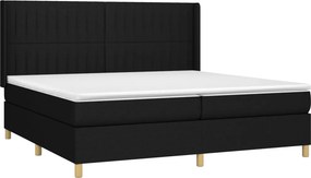 vidaXL Κρεβάτι Boxspring με Στρώμα Μαύρο 200x200 εκ. Υφασμάτινο