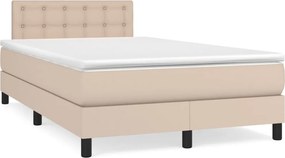 vidaXL Κρεβάτι Boxspring με Στρώμα Καπουτσίνο 120x190εκ.από Συνθ.Δέρμα