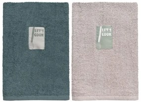 Beauty Home Ποτηρόπανα σετ 2τμχ Art 8290 40x60 Βεραμάν,Γκρι