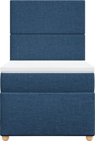 vidaXL Κρεβάτι Boxspring με Στρώμα Μπλε 90x200 εκ.Υφασμάτινο