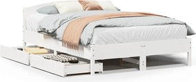 vidaXL Σκελετός Κρεβ. Χωρίς Στρώμα Λευκό 150x200 εκ Μασίφ Πεύκο