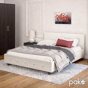 Κρεβάτι Roi pakoworld διπλό 160x200 PU λευκό ματ + αποθηκευτικό χώρο - Τεχνόδερμα -  006-000016