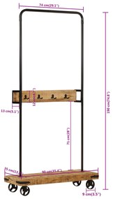 ΚΡΕΜΑΣΤΡΑ ΡΟΥΧΩΝ ΜΕ ΡΟΔΕΣ 90X35X190 ΕΚ ΜΑΣΙΦ ΞΥΛΟ ΜΑΝΓΚΟ/ΣΙΔΕΡΟ 358580