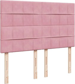 vidaXL Κρεβάτι Boxspring με Στρώμα Ροζ 140x200 εκ. Βελούδινο