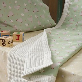 Κουβέρτα Βρεφική Kota Διπλής Όψης Green-White Kentia Αγκαλιάς 65x100cm 100% Βαμβάκι
