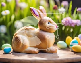 Intra Συλλεκτικό Ξύλινο Παζλ Plywood 4mm - Καφέ ειδώλιο λαγουδάκι με πολύχρωμα πασχαλινά αυγά Σε Ξύλινο Κουτί - Διαστάσεις: 10x10 cm – 25 κομμάτια