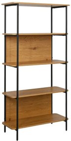 Βιβλιοθήκη - Ραφιέρα Μεταλλική FL2504-2 Fylliana Black-Oak χρώμα 60x36x158εκ 60x36x158 εκ.