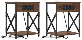 vidaXL Κομοδίνο 2 pcs Καφέ δρυς 41 x 31 x 51 εκ. Επεξεργασμένο ξύλο