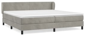 Κρεβάτι Boxspring με Στρώμα Ανοιχτό Γκρι 200x200 εκ. Βελούδινο - Γκρι