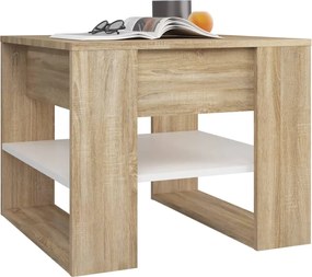 vidaXL Τραπεζάκι Σαλονιού Λευκό &amp; Sonoma Δρυς 55,5x55x45εκ. Επεξ. Ξύλο