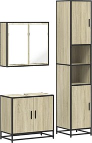 vidaXL Σετ Επίπλων Μπάνιου 3 Τεμαχίων Sonoma Δρυς Επεξεργασμένο Ξύλο