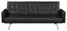 WELLS Καναπές/Κρεβάτι PU Μαύρο 188x82x80(Κρεβάτ168 x100x36)cm Ε9681,2