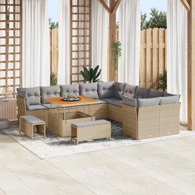 vidaXL Σετ Καναπέ Κήπου 13 pcs Μπεζ συνθετικό ρατάν