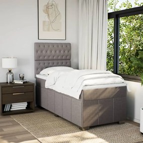 vidaXL Κρεβάτι Boxspring με Στρώμα Taupe 100 x 200 εκ. Υφασμάτινο