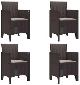 Καρέκλα Κήπου 4 pcs Καφέ 53 x 49 x 85 εκ. Πολυπροπυλένιο