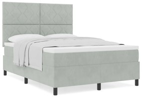 vidaXL Κρεβάτι με Στρώμα Light Grey 160x200 cm Βελούδο