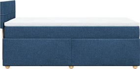 vidaXL Κρεβάτι Boxspring με Στρώμα Μπλε 90x190 εκ.Υφασμάτινο