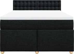 vidaXL Κρεβάτι Boxspring με Στρώμα Μαύρο 140x200 εκ. Υφασμάτινο