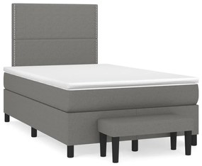 ΚΡΕΒΑΤΙ BOXSPRING ΜΕ ΣΤΡΩΜΑ ΣΚΟΥΡΟ ΓΚΡΙ 120X190 ΕΚ ΥΦΑΣΜΑΤΙΝΟ 3270349